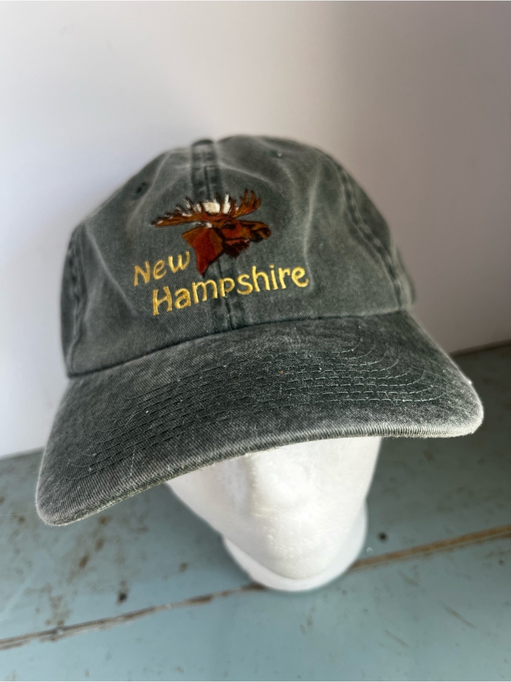 New Hampshire Moose Embroidered Hat Leaf Peeping Season New England
